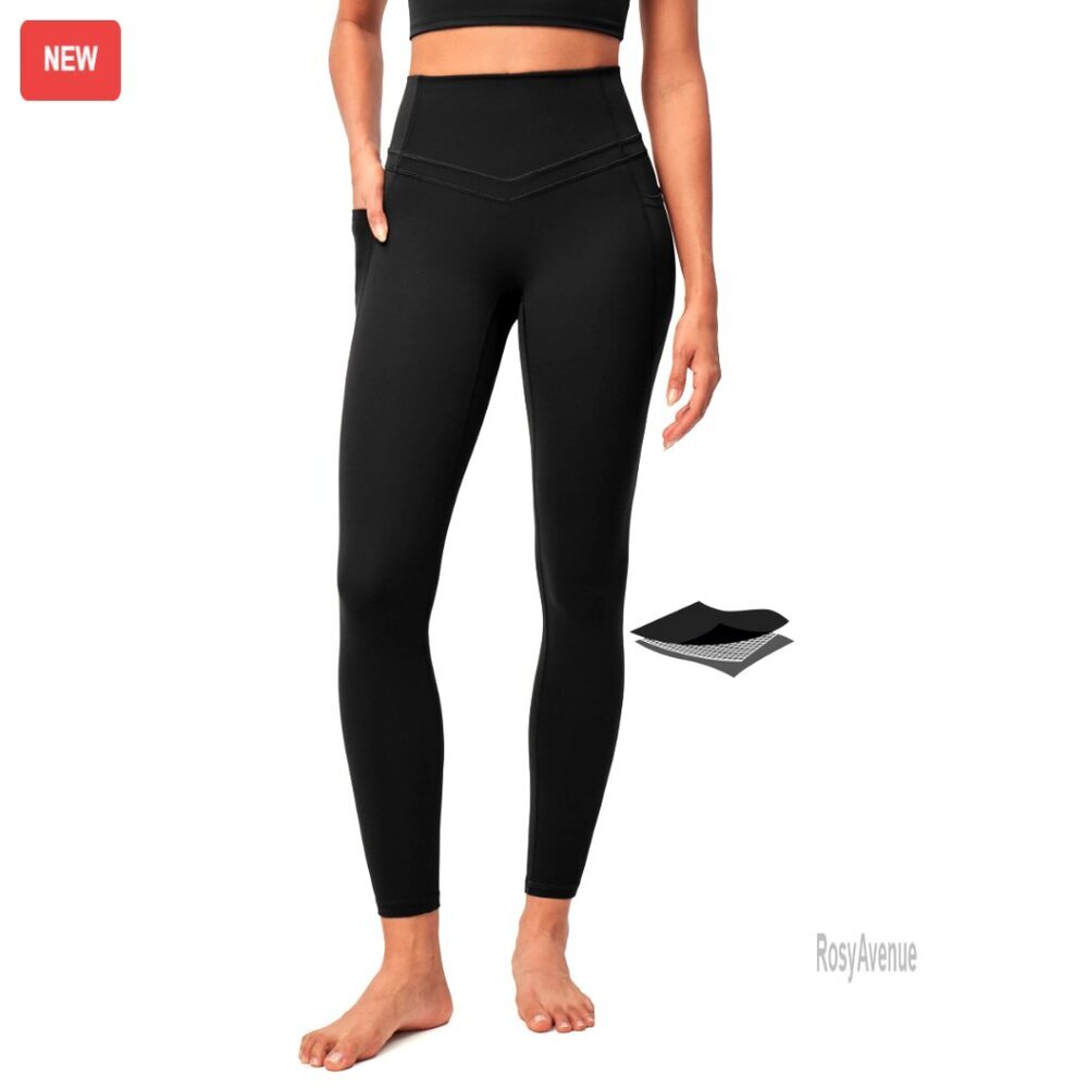 High Waist Tummy Control Leggings with Pockets No Front Seam Workout Yoga
